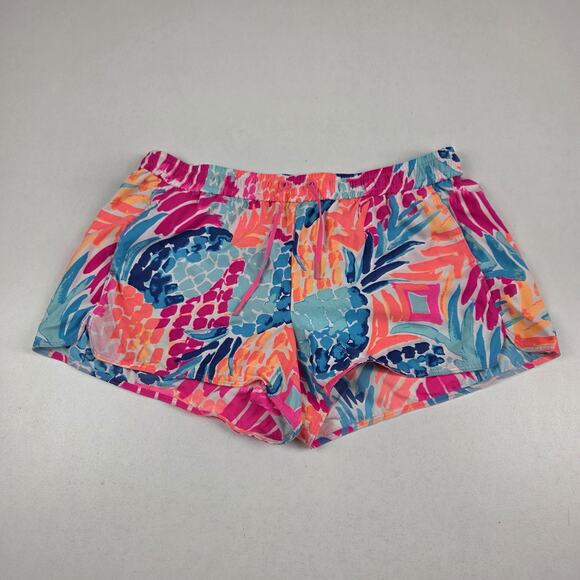 Lilly Pulitzer Shorts Womens Medium Multicolor Nylon Tropical Print Running - Picture 1 of 11